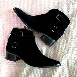 Marc Fisher Black Suede Buckle Booties Size 7